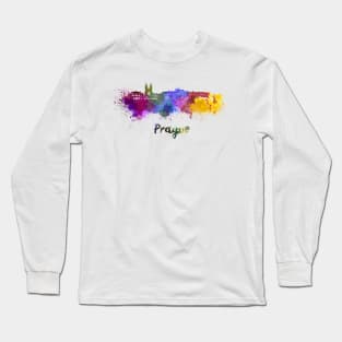 Prague skyline in watercolor Long Sleeve T-Shirt